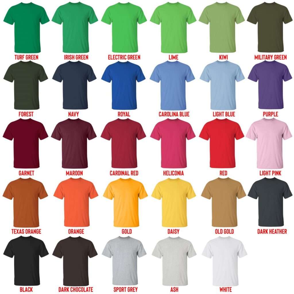 t shirt color chart - Adventure Time Store